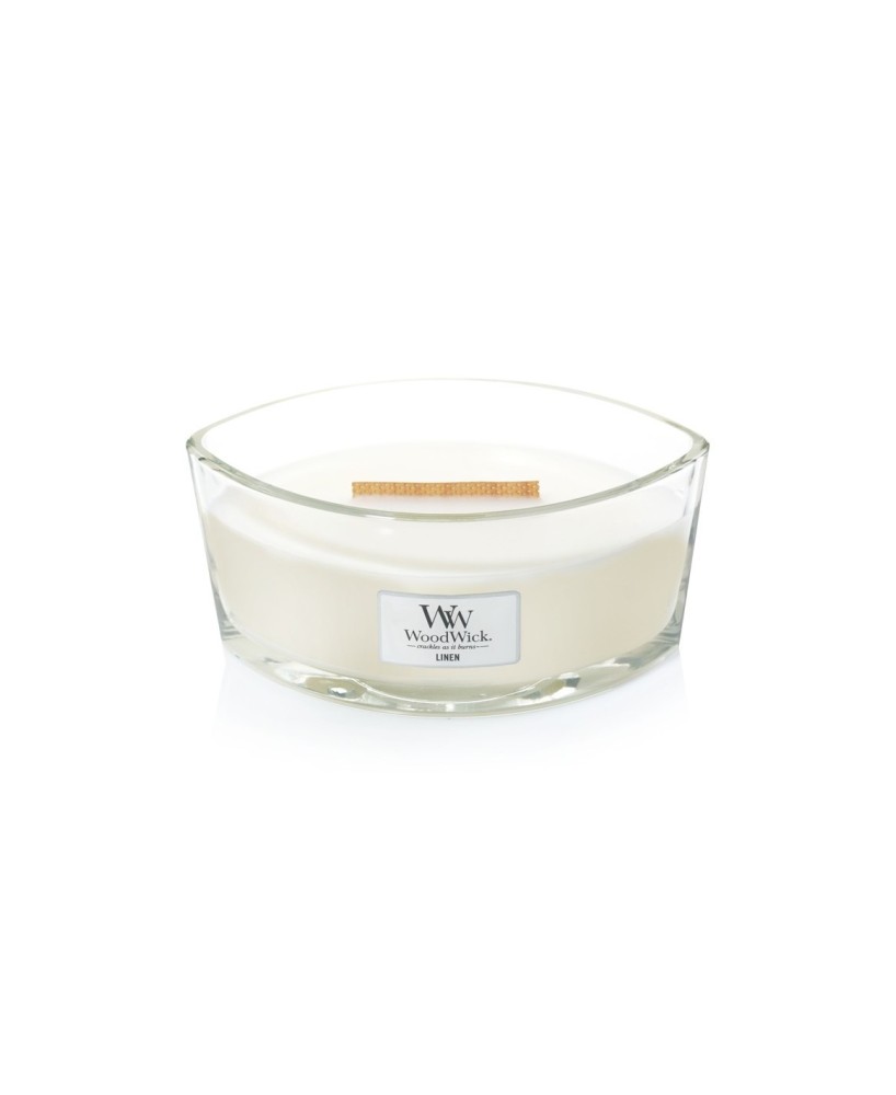 Vela aromática elíptica Linen | Aroma fresco y mecha de madera