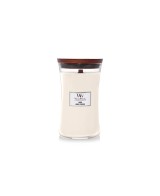 Vela grande WoodWick Linen | Aroma fresco y limpio a ropa recién lavada