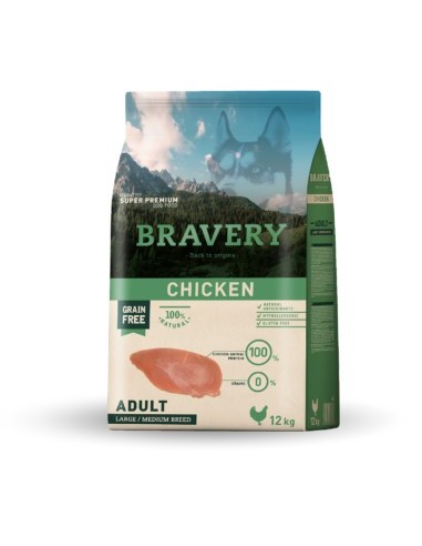 BRAVERY ADULT MEDIANO-GRANDE POLLO 12KG.