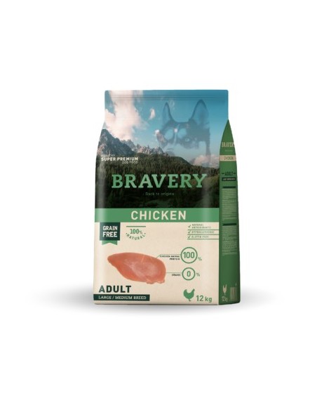 BRAVERY ADULT MEDIANO-GRANDE POLLO 12KG.