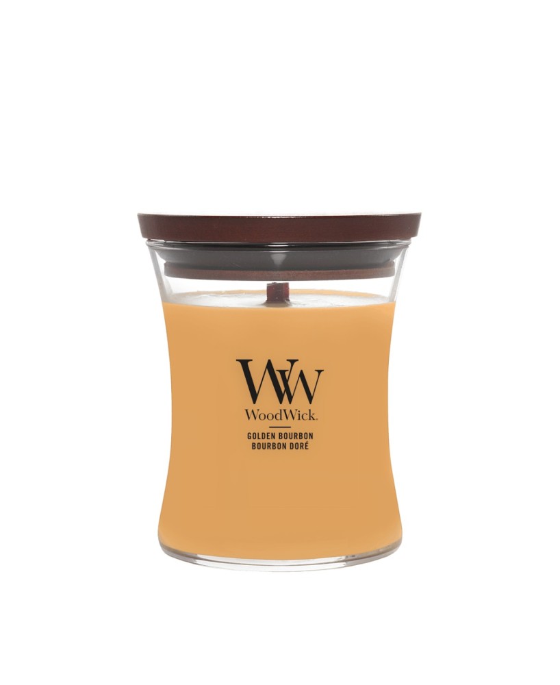 WoodWick Bote Mediano Golden Bourbonon Vela Aromática con Mecha de Madera