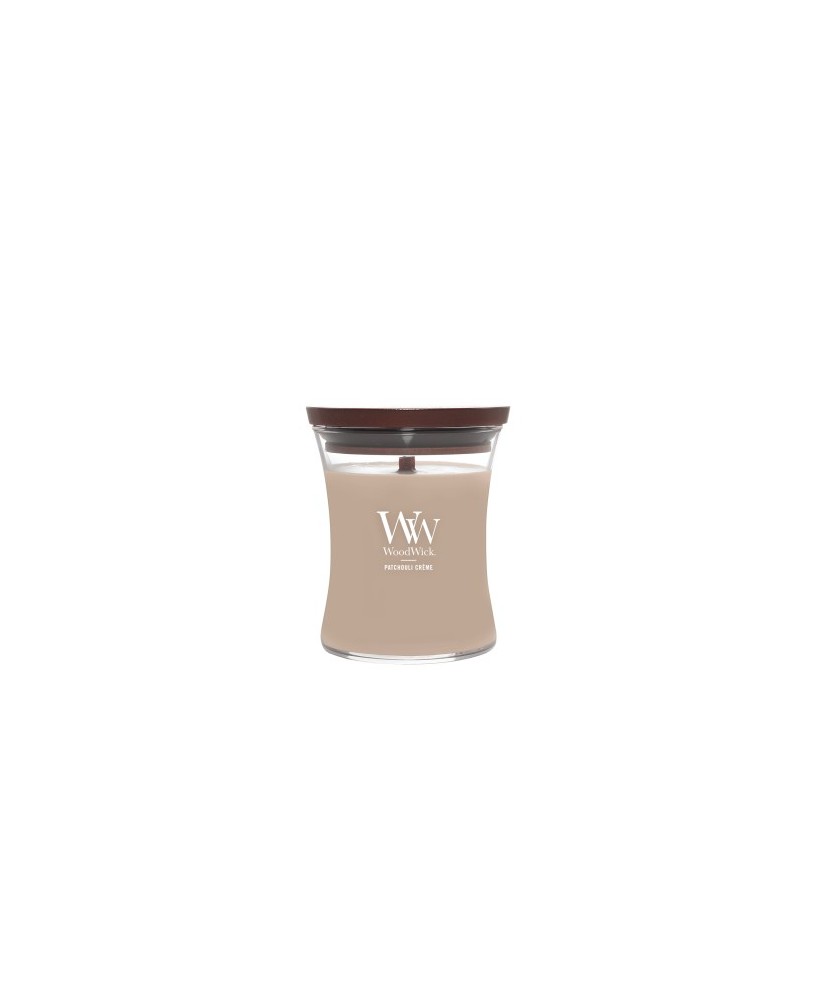 WoodWick Bote Mediano Patchouli Cremeon Vela Aromática con Mecha de Madera