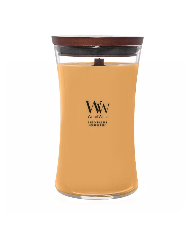 WoodWick Bote Grande Golden Bourbon Vela Aromática con Mecha de Madera