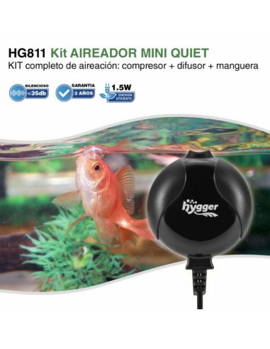 Kit Aireador HYGGER 811 para Acuarios hasta 120L Silencioso y Eficiente