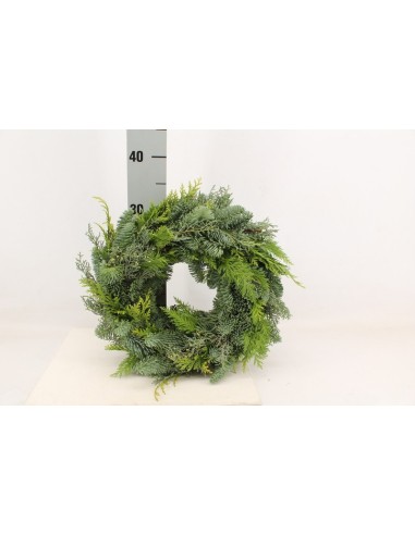 Corona Mix Medio 30 cm Verde Decorativa Natural para Navidad y Hogar