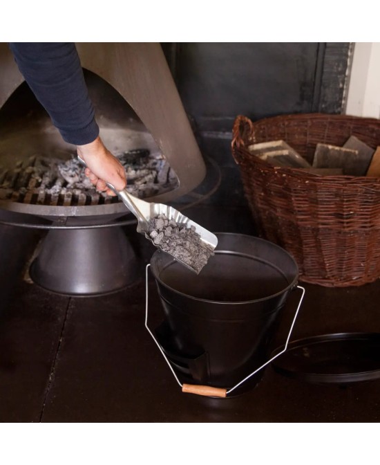 Cubo de Cenizas con Pala para Chimeneas Estufas y Barbacoas