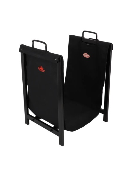 Transportador de Leña Negro Resistente y Práctico para Chimeneas y Estufas