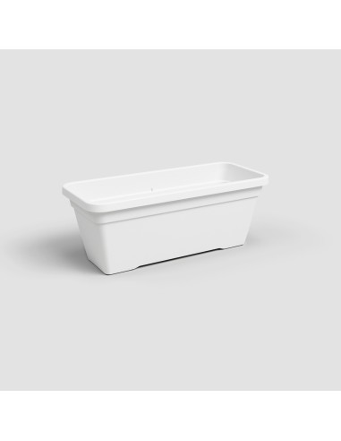 Jardinera Venezia L 80 cm Blanco - Maceta Grande y Moderna para Balcones y Terrazas