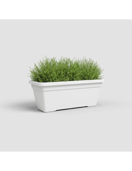 Jardinera Venezia L 80 cm Blanco - Maceta Grande y Moderna para Balcones y Terrazas