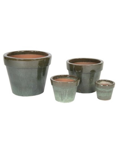 MACETA ESMALTADA VERDE D38H30