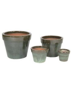 MACETA ESMALTADA VERDE D47H39