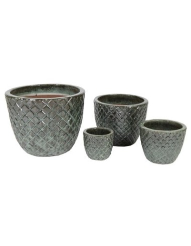 MACETA ESMALTADA  MOSS VERDE D48H38