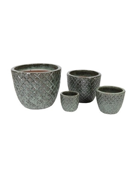 MACETA ESMALTADA  MOSS VERDE D48H38