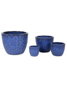 MACETA ESMALTADA FALLING AZUL  D29H24