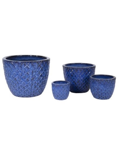 MACETA ESMALTADA FALLING AZUL  D29H24