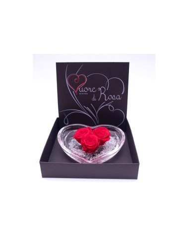 CUORE DI ROSA 12CM 3 ROSE JOLIE ROJA