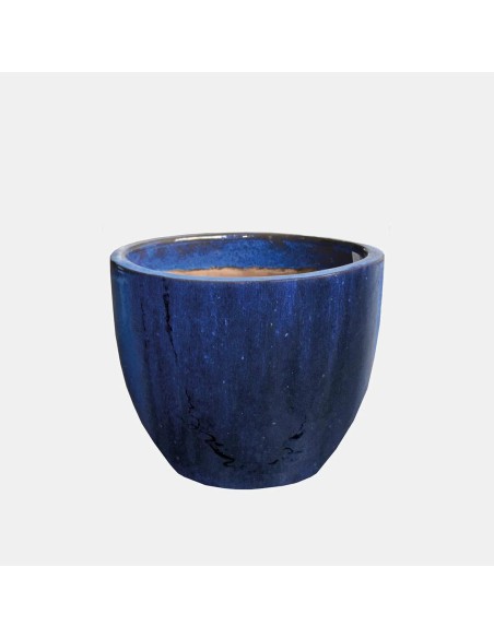 MACETA CAMPANA ESMALTADA 36X31CM AZUL