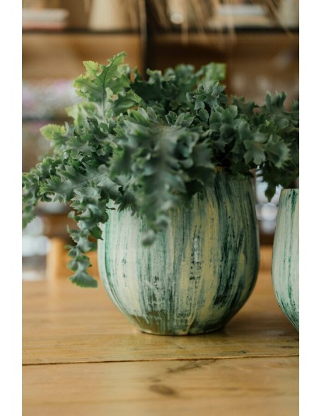 MACETA LIGNES 26X26CM VERDE