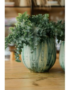 MACETA LIGNES 22X22CM VERDE 2