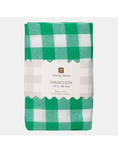 MANTEL DE TELA VERDE 140X180CM GINGHAM