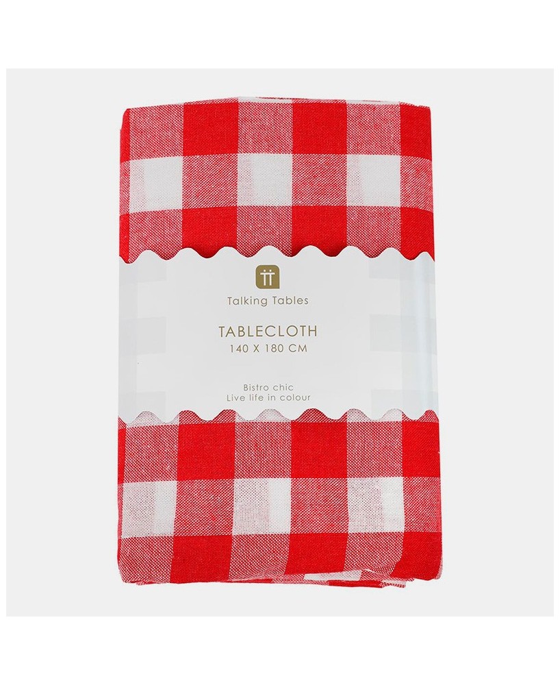MANTEL DE TELA ROJA 180X240CM GINGHAM