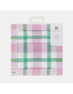 SERVILLETAS DE PAPEL EN CUADROS LILAS Y VERDES