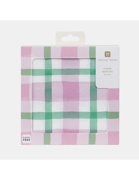 SERVILLETAS DE PAPEL EN CUADROS LILAS Y VERDES