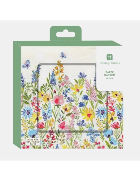 SERVILLETAS DE PAPEL HOJAS FLORES DE PRIMAVERA 33CM