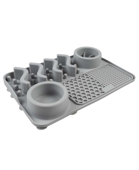 DUVO COMEDERO GOMA ANTIESTRES 4 EN 1 GRIS 125ML 30X20X4CM