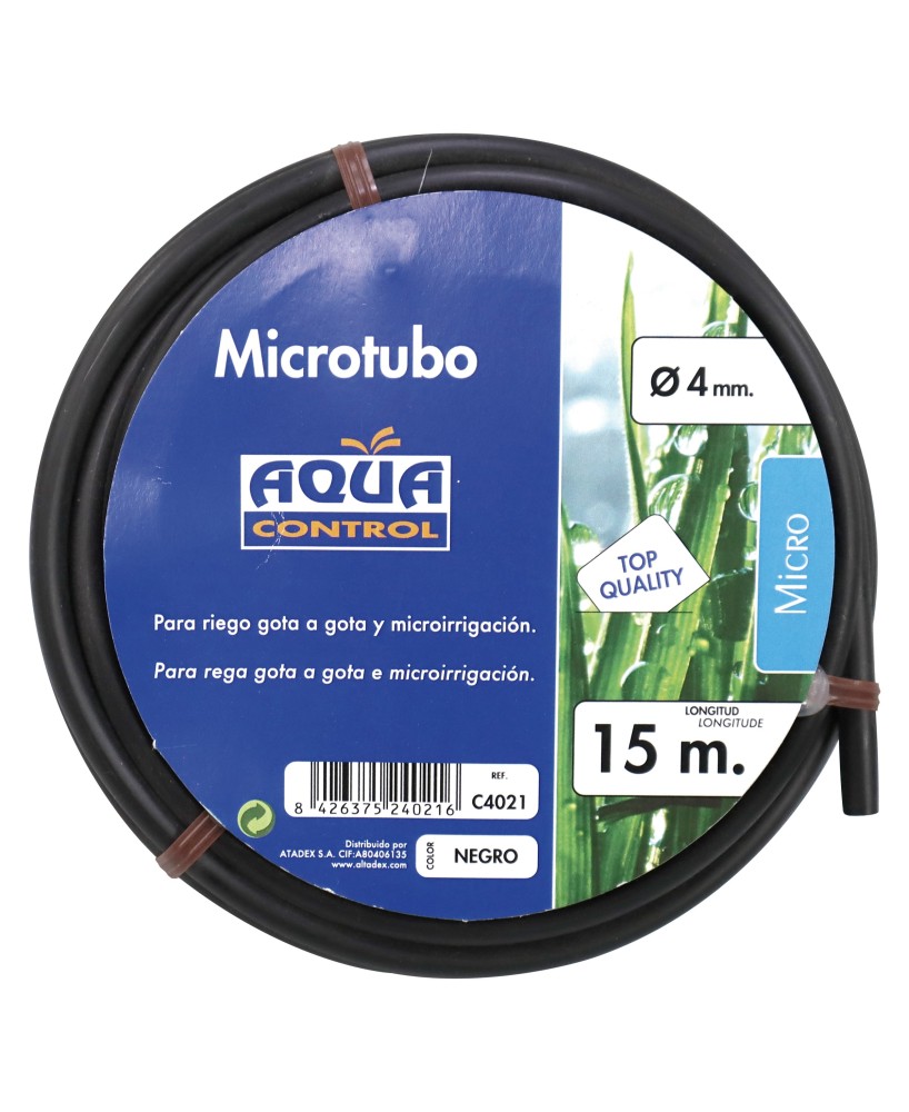 Tubería Microtubo Negro 15m para Riego por Goteo - Flexible y Resistente UV

