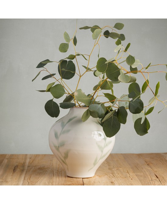 Jarrón Viola Blanco Verde | Decoración elegante y moderna para interiores | Endanea Garden