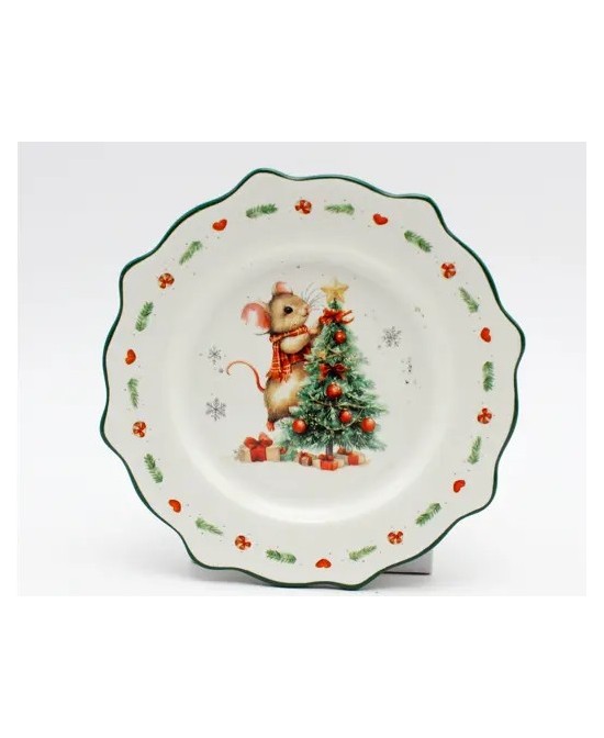 PLATO DESAYUNO NAVIDAD RATONCITO  D.21cm x H.2.3cm