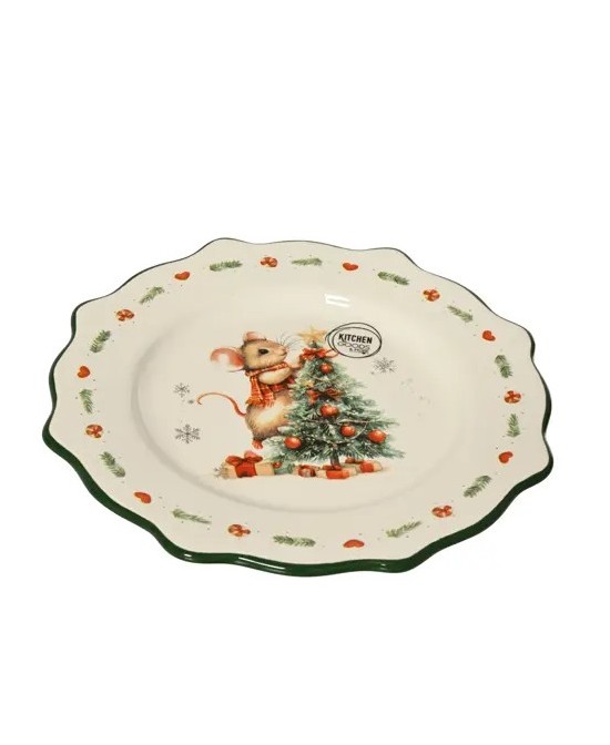 PLATO DESAYUNO NAVIDAD RATONCITO  D.21cm x H.2.3cm