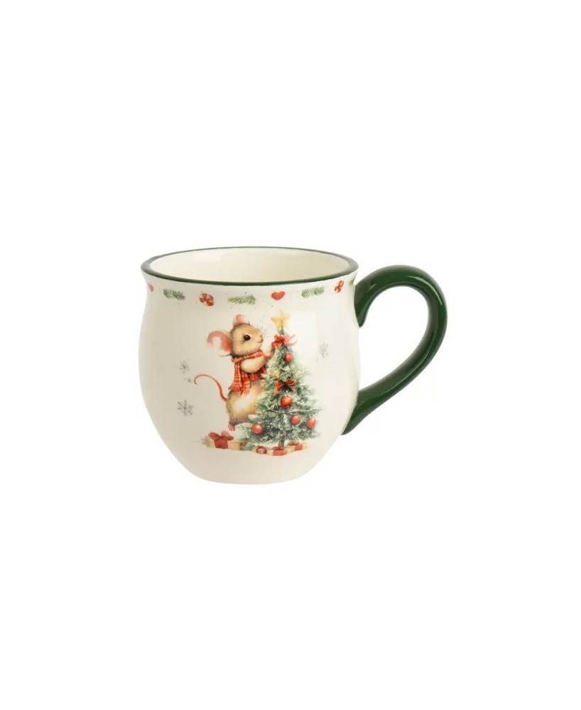 TAZA NAVIDAD RATONCITO L.13.5cm x W.9.5cm x H.9cm