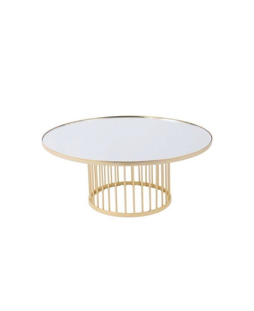 BANDEJA PEDESTAL CON ESPEJO METAL D30X12CM