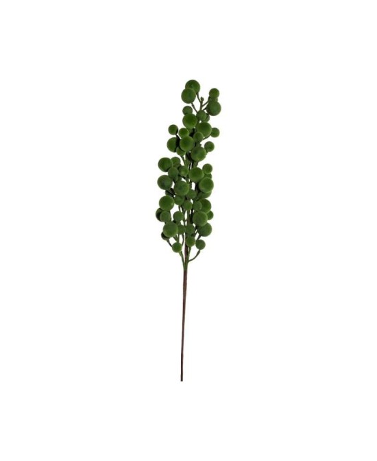 RAMO DE BAYAS FLOCADAS VERDE H70CM