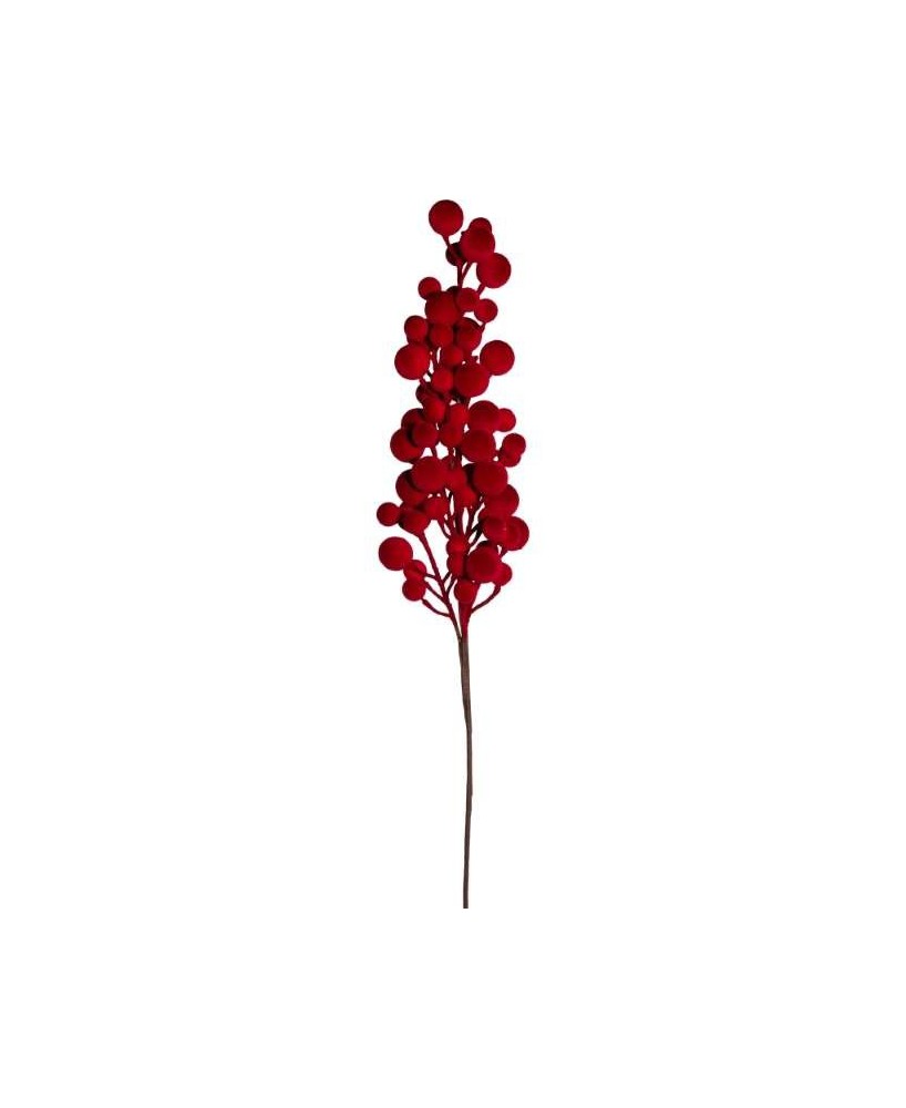 RAMO DE BAYAS FLOCADAS ROJAS H70CM