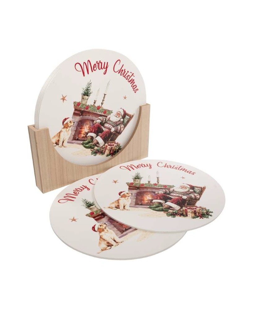MANTEL PEQUEÑO NAVIDEÑO DE MADERA D36CM 6UD