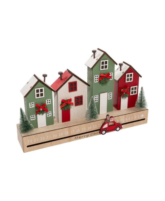 CALENDARIO DE ADVIENTO CON LED MADERA 40X8X25CM