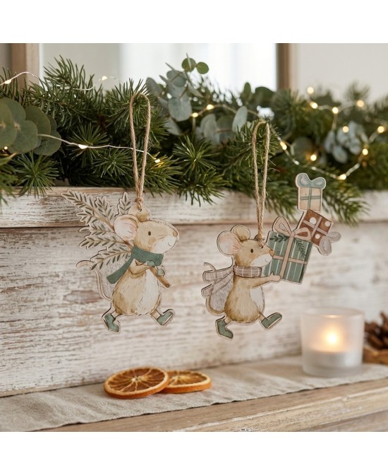 COLGANTE NAVIDEÑO MAUSI RATON L15CM H0.5CM