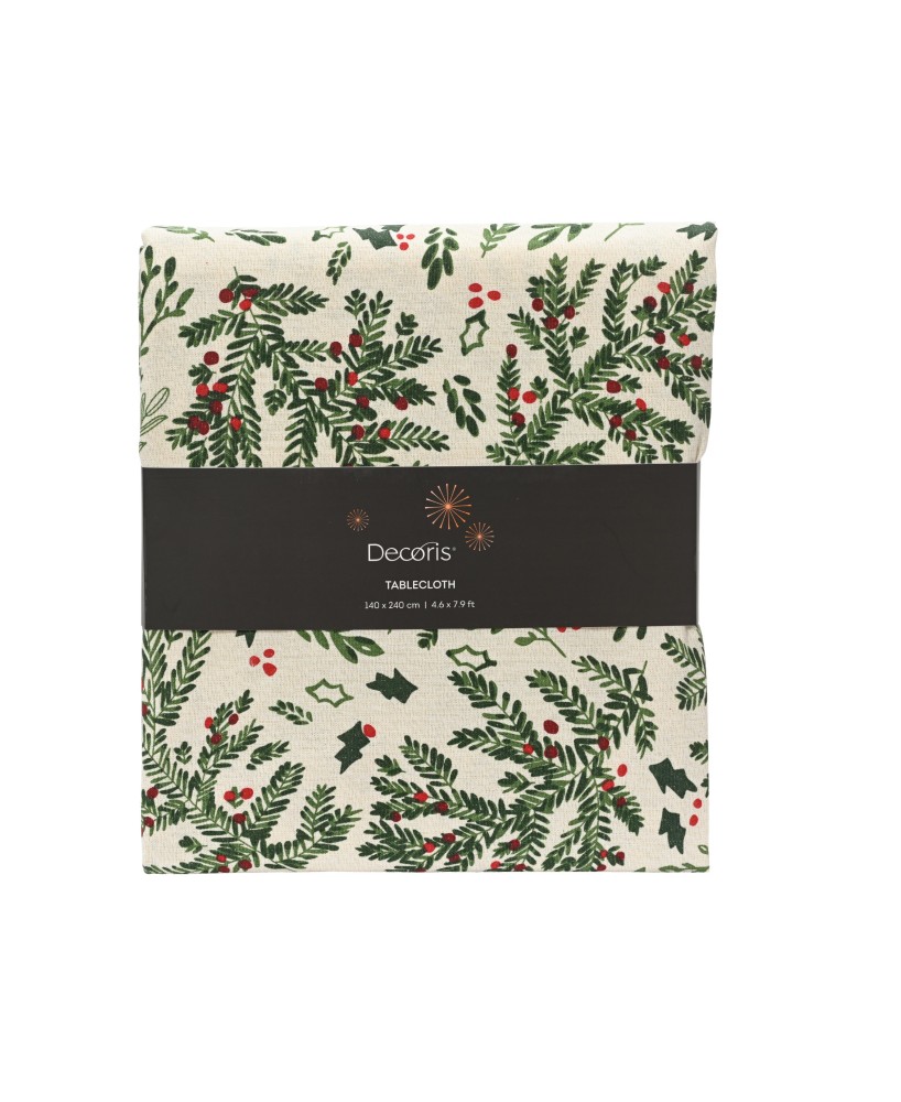 MANTEL NAVIDAD BLANCO/VERDE   L.240cm x W.140cm x H.0.1cm