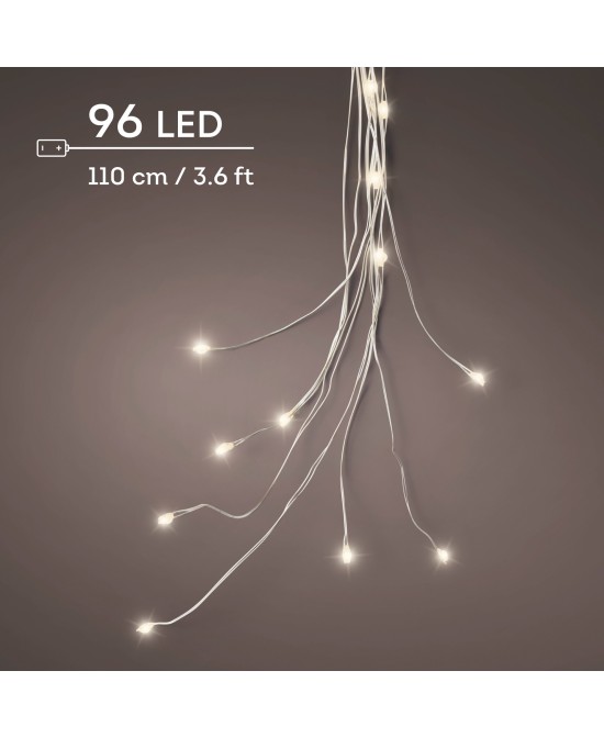 Luces Racimo MicroLED 110 cm Blanco Cálido Cable Plata Iluminación Decorativa