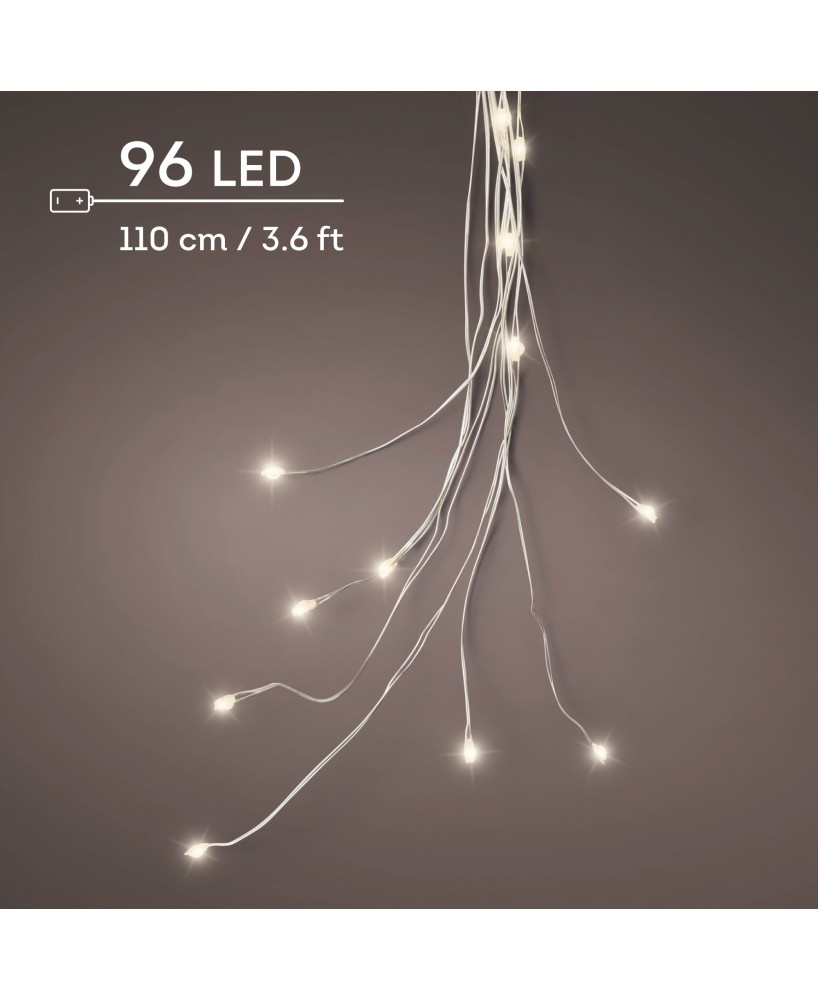 Luces Racimo MicroLED 110 cm Blanco Cálido Cable Plata Iluminación Decorativa