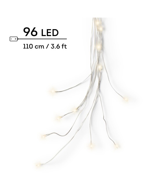 Luces Racimo MicroLED 110 cm Blanco Cálido Cable Plata Iluminación Decorativa