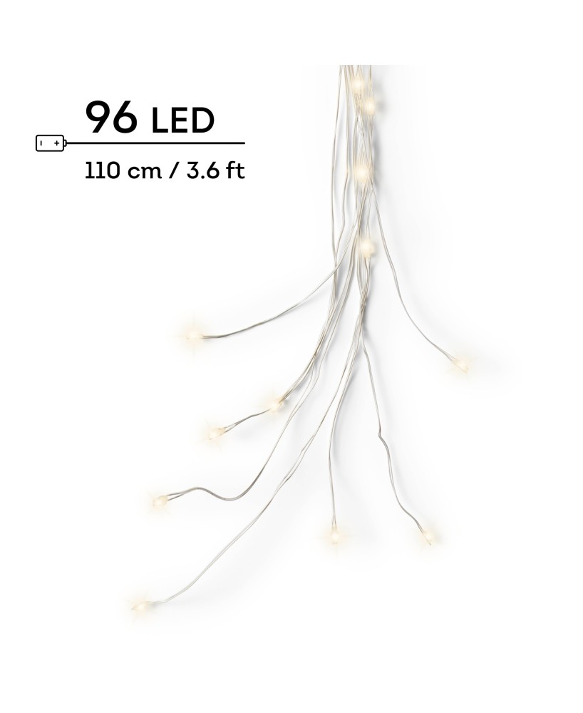 Luces Racimo MicroLED 110 cm Blanco Cálido Cable Plata Iluminación Decorativa