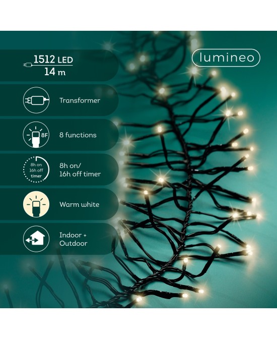 Guirnalda Racimo Negro Centelleo LED para Decoración Interior y Exterior