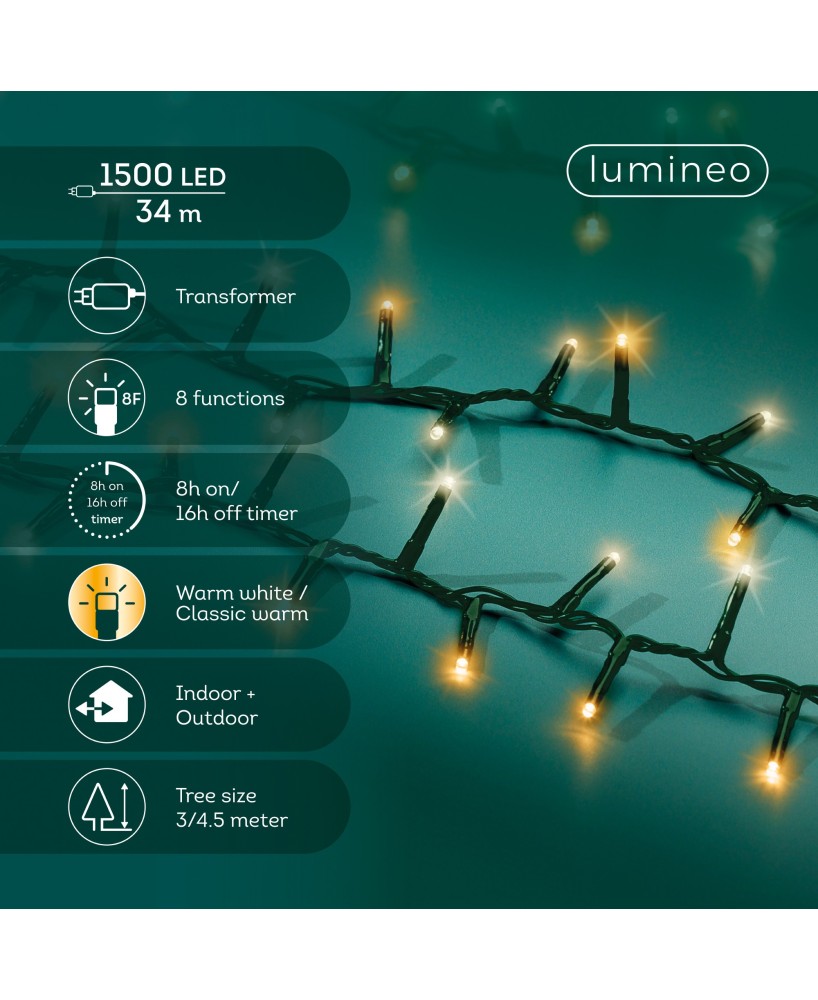 Guirnalda LED Luz Parpadeante 3400 cm Iluminación Decorativa Interior y Exterior