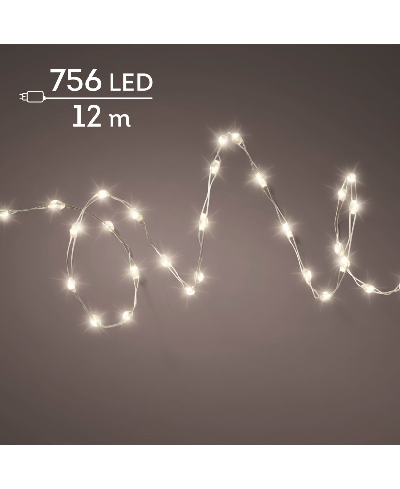 Guirnalda Micro LED 1200 cm Plata Luz Blanca Cálida | Iluminación Interior y Exterior