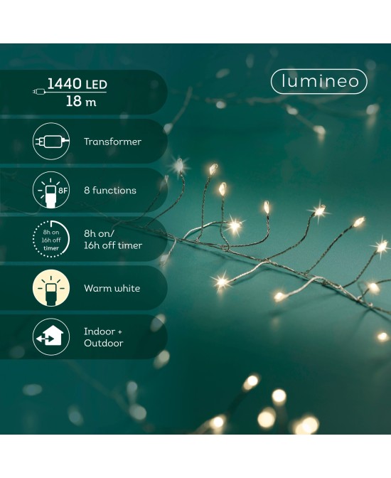 GUIRNALDA  MICROLED SILVER/CALIDO 1800CM