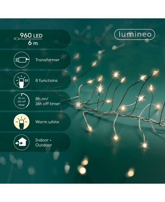 GUIRNALDA DE LUCES LED PLATA/BLANCO CALIDO 600CM